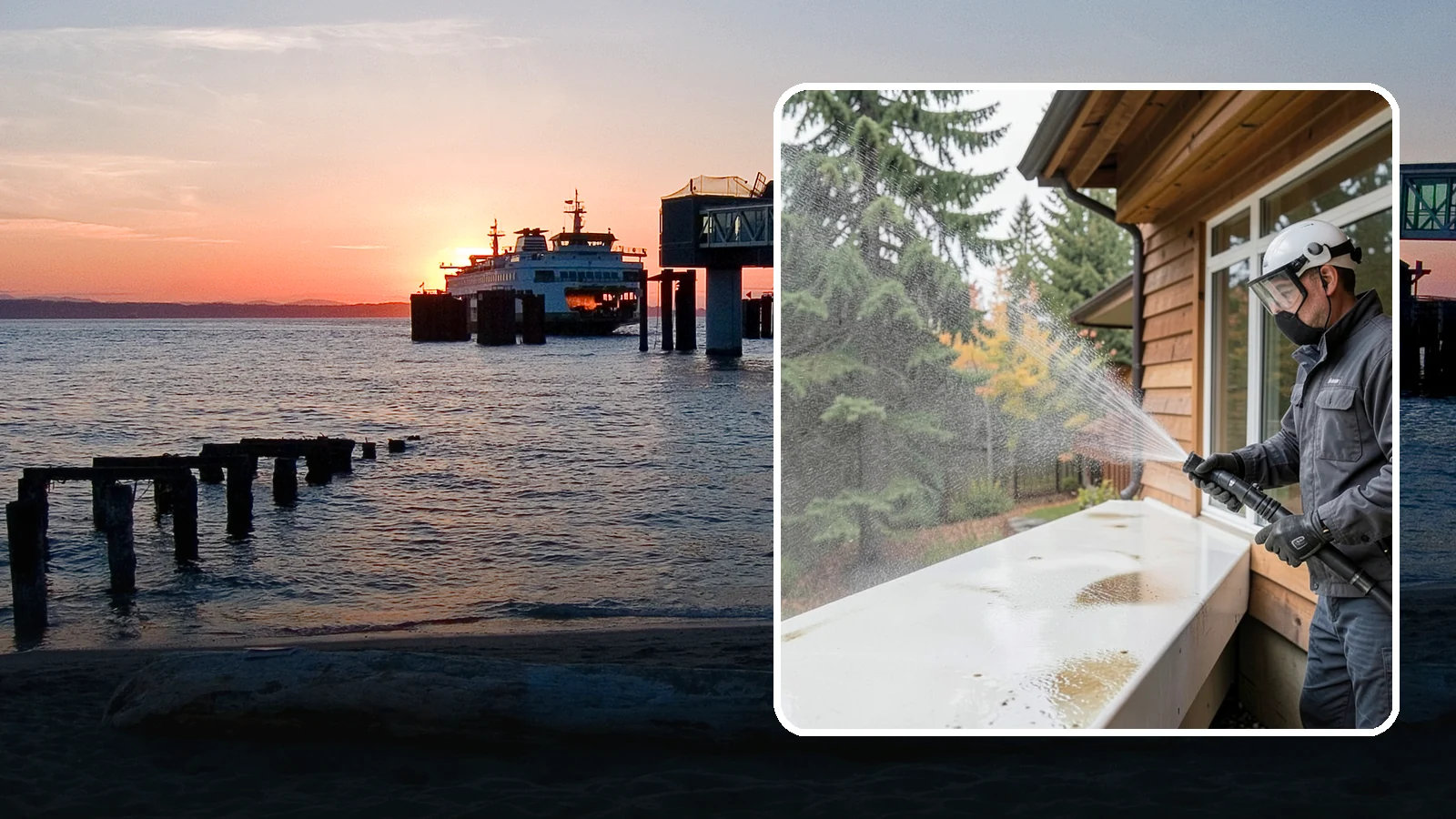 Hard Water Stain Removal in Edmonds, Snohomish County, WA - Specialized removal of the chalky hard-water spots sprinklers and mineral-rich runoff bake onto Northwest glass.