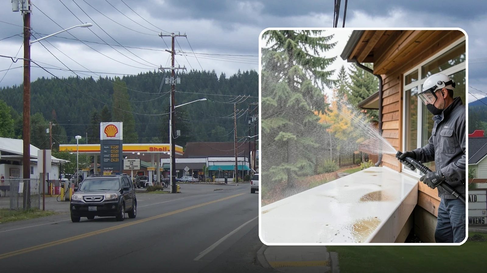 Hard Water Stain Removal in Granite Falls, Snohomish County, WA - Specialized removal of the chalky hard-water spots sprinklers and mineral-rich runoff bake onto Northwest glass.