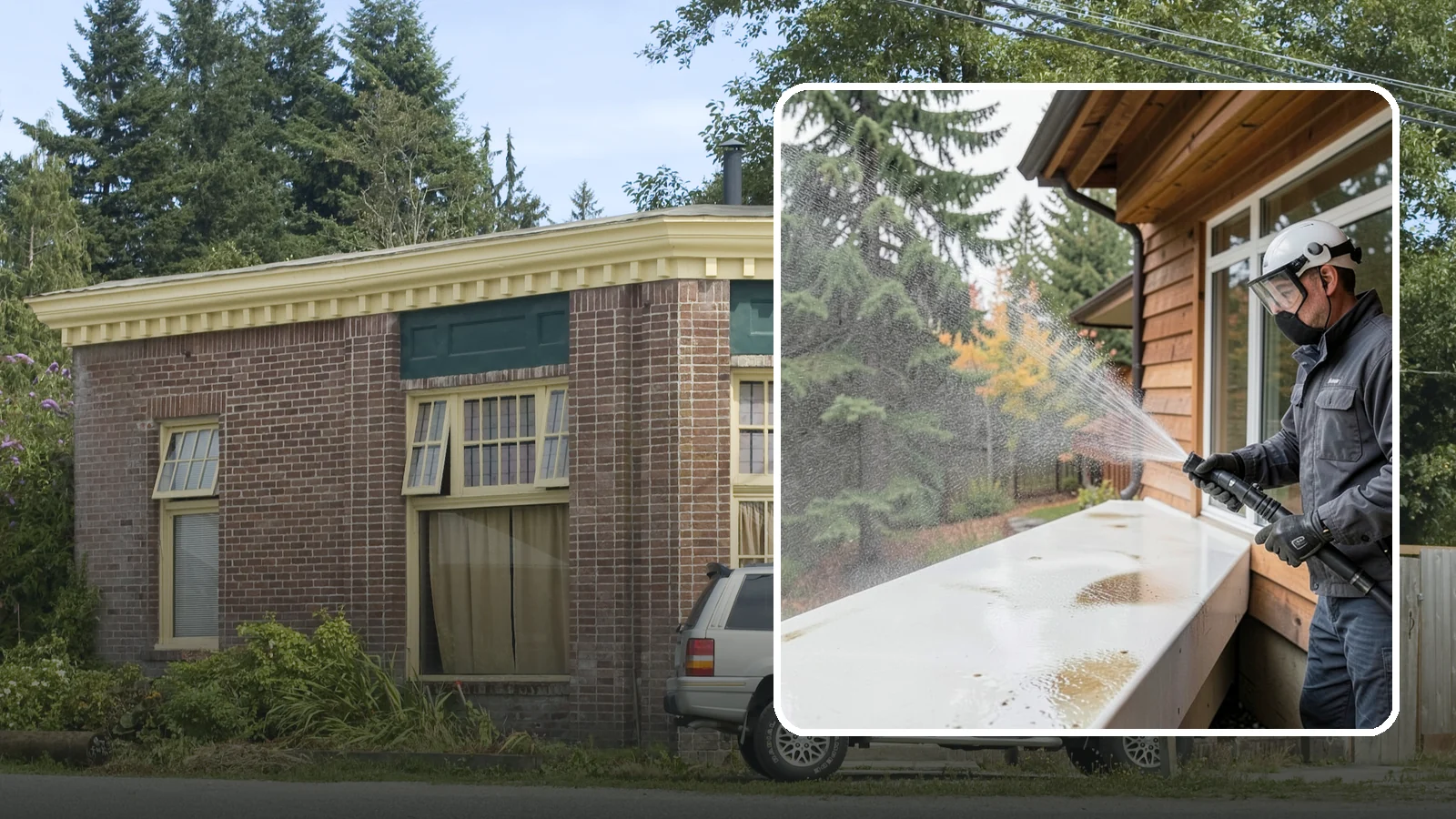 Hard Water Stain Removal in Hamilton, Skagit County, WA - Specialized removal of the chalky hard-water spots sprinklers and mineral-rich runoff bake onto Northwest glass.