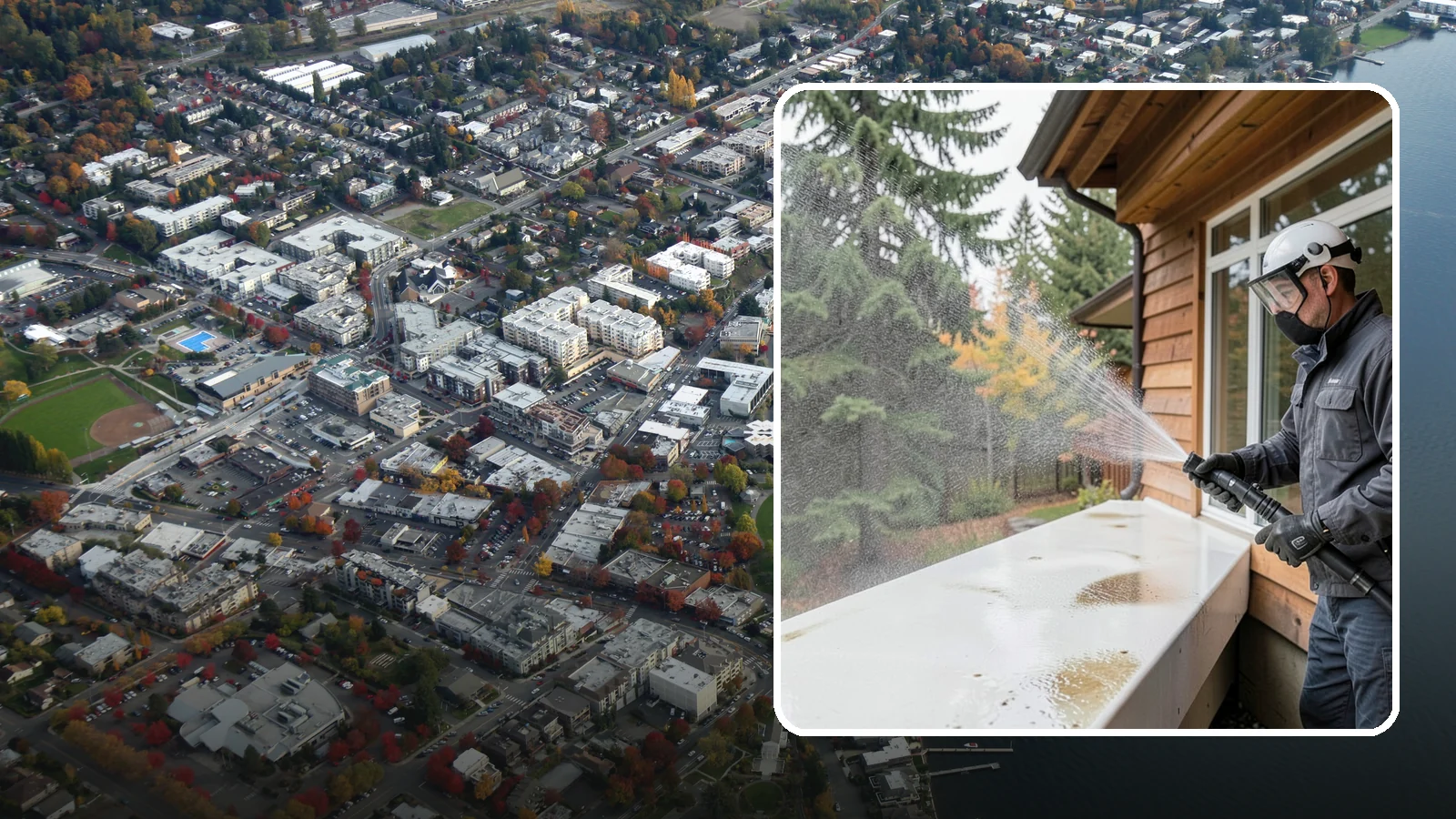 Hard Water Stain Removal in Kirkland, King County, WA - Specialized removal of the chalky hard-water spots sprinklers and mineral-rich runoff bake onto Northwest glass.