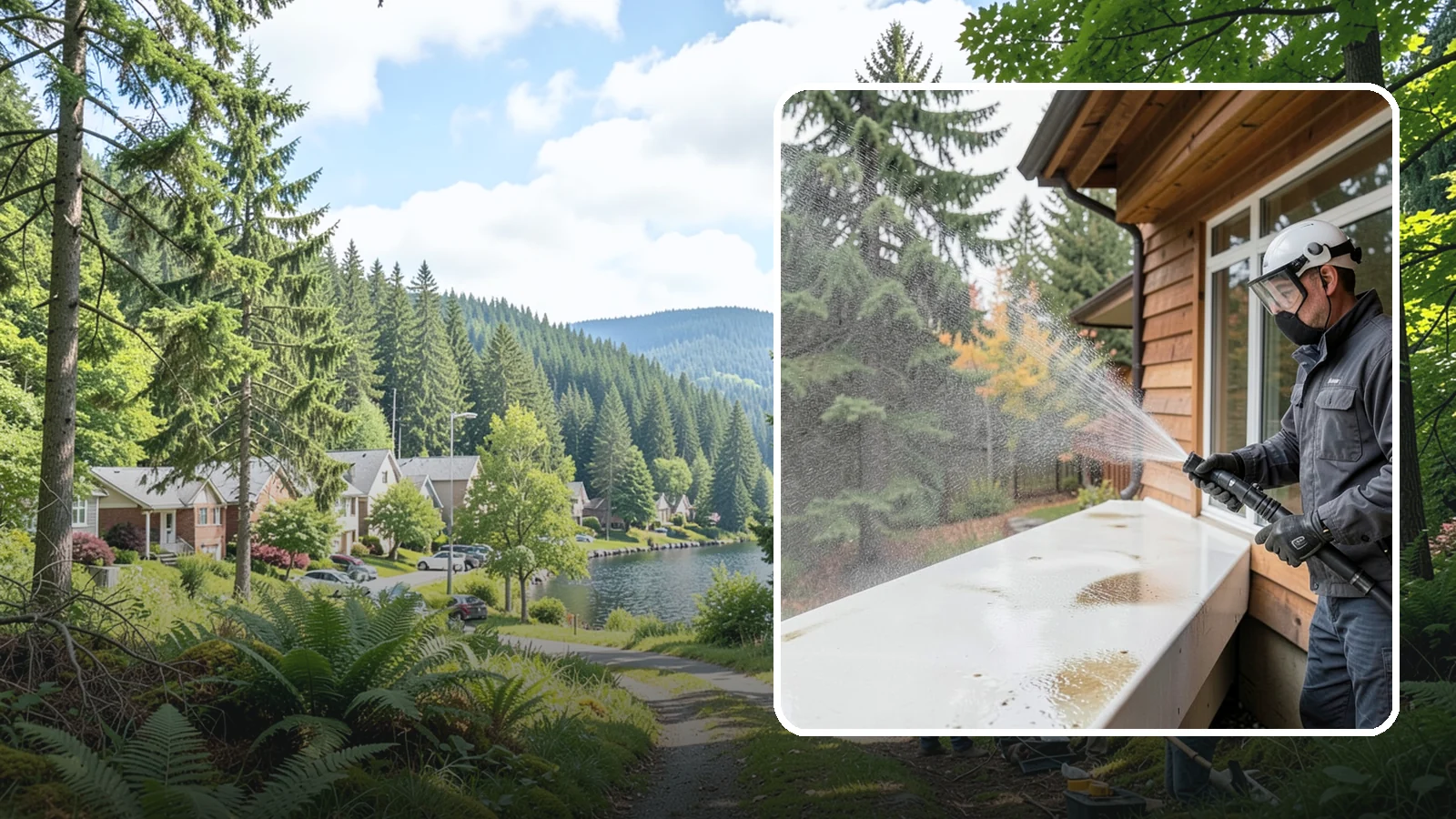 Hard Water Stain Removal in Lake Forest Park, King County, WA - Specialized removal of the chalky hard-water spots sprinklers and mineral-rich runoff bake onto Northwest glass.