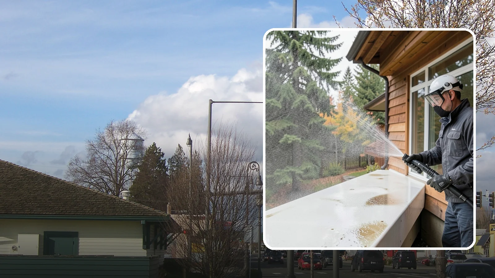 Hard Water Stain Removal in Marysville, Snohomish County, WA - Specialized removal of the chalky hard-water spots sprinklers and mineral-rich runoff bake onto Northwest glass.