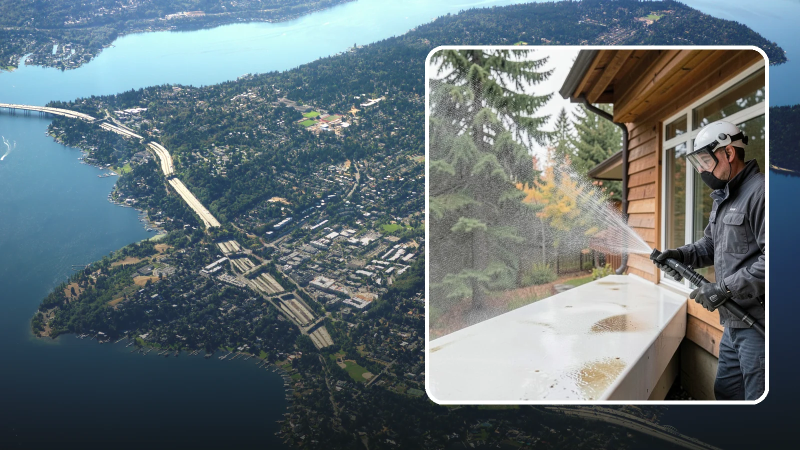 Hard Water Stain Removal in Mercer Island, King County, WA - Specialized removal of the chalky hard-water spots sprinklers and mineral-rich runoff bake onto Northwest glass.