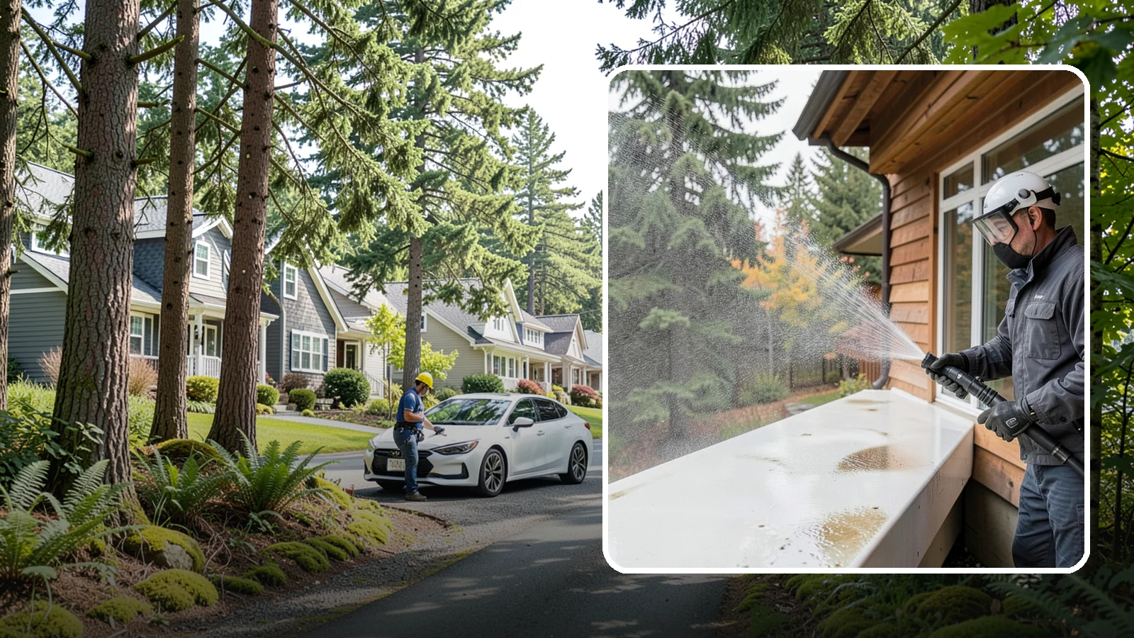 Hard Water Stain Removal in Normandy Park, King County, WA - Specialized removal of the chalky hard-water spots sprinklers and mineral-rich runoff bake onto Northwest glass.