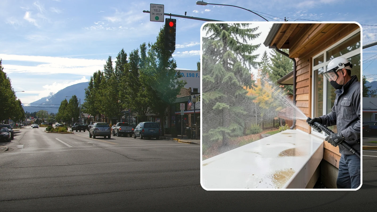 Hard Water Stain Removal in North Bend, King County, WA - Specialized removal of the chalky hard-water spots sprinklers and mineral-rich runoff bake onto Northwest glass.