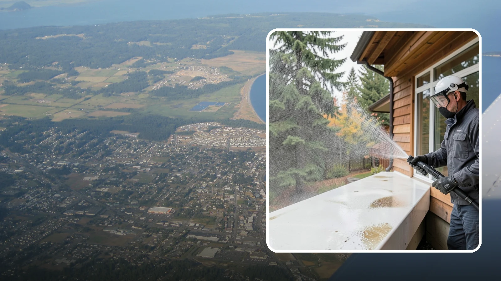 Hard Water Stain Removal in Oak Harbor, Island County, WA - Specialized removal of the chalky hard-water spots sprinklers and mineral-rich runoff bake onto Northwest glass.