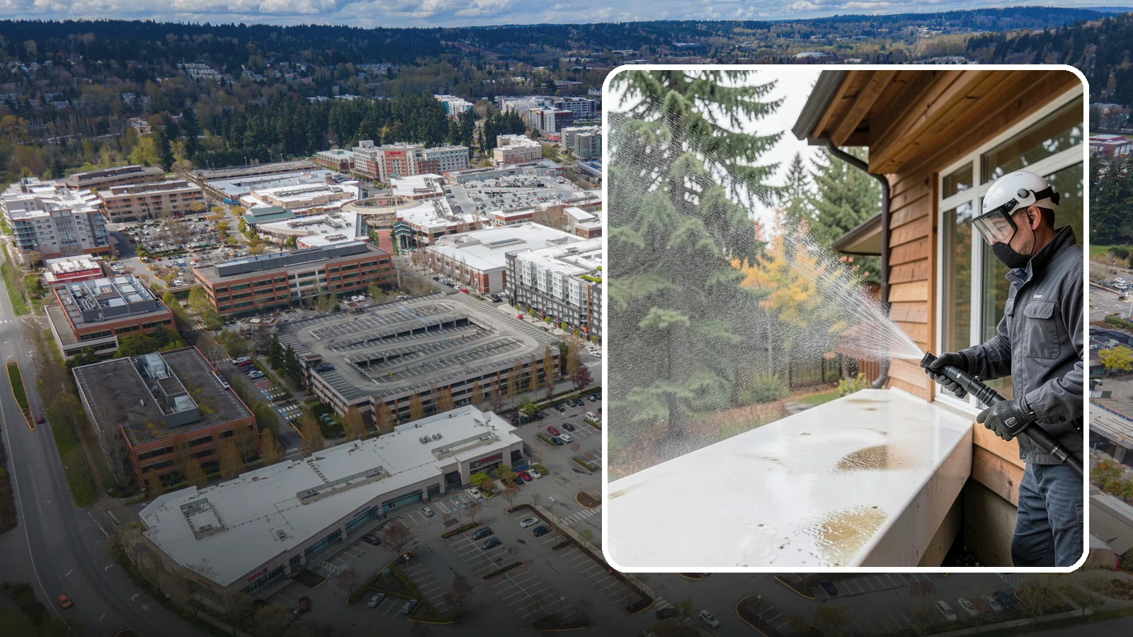 Hard Water Stain Removal in Redmond, King County, WA - Specialized removal of the chalky hard-water spots sprinklers and mineral-rich runoff bake onto Northwest glass.