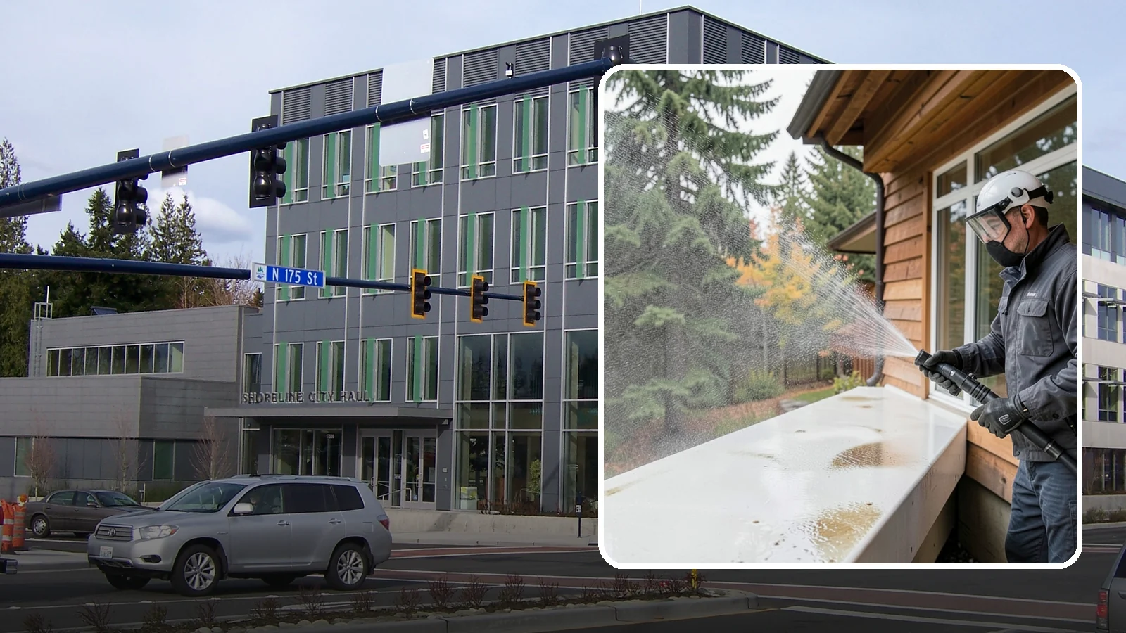 Hard Water Stain Removal in Shoreline, King County, WA - Specialized removal of the chalky hard-water spots sprinklers and mineral-rich runoff bake onto Northwest glass.