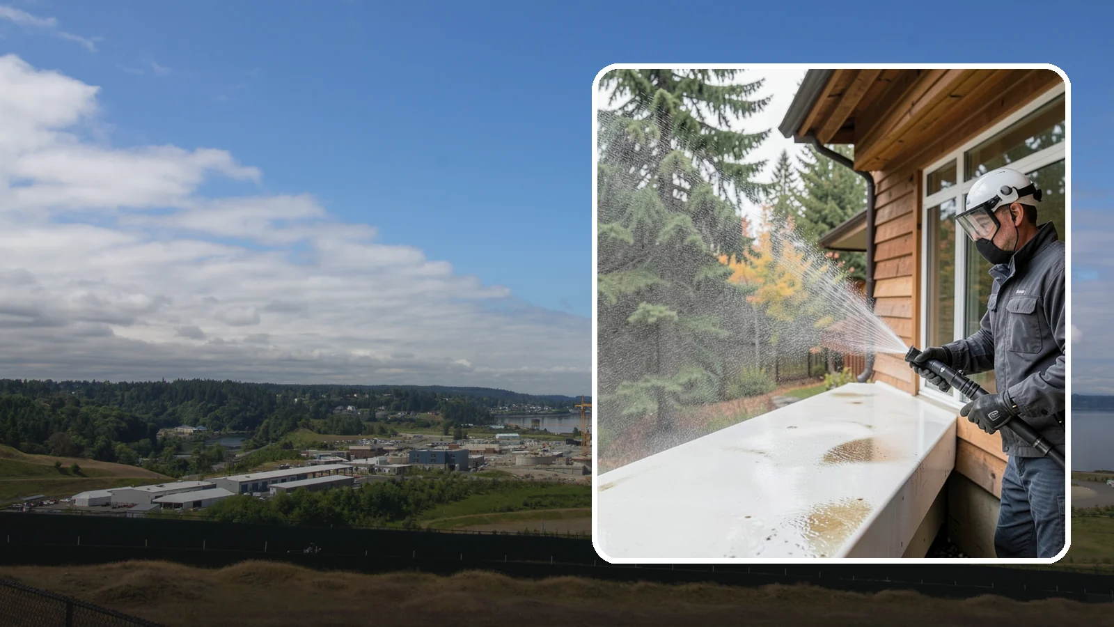 Hard Water Stain Removal in University Place, Pierce County, WA - Specialized removal of the chalky hard-water spots sprinklers and mineral-rich runoff bake onto Northwest glass.