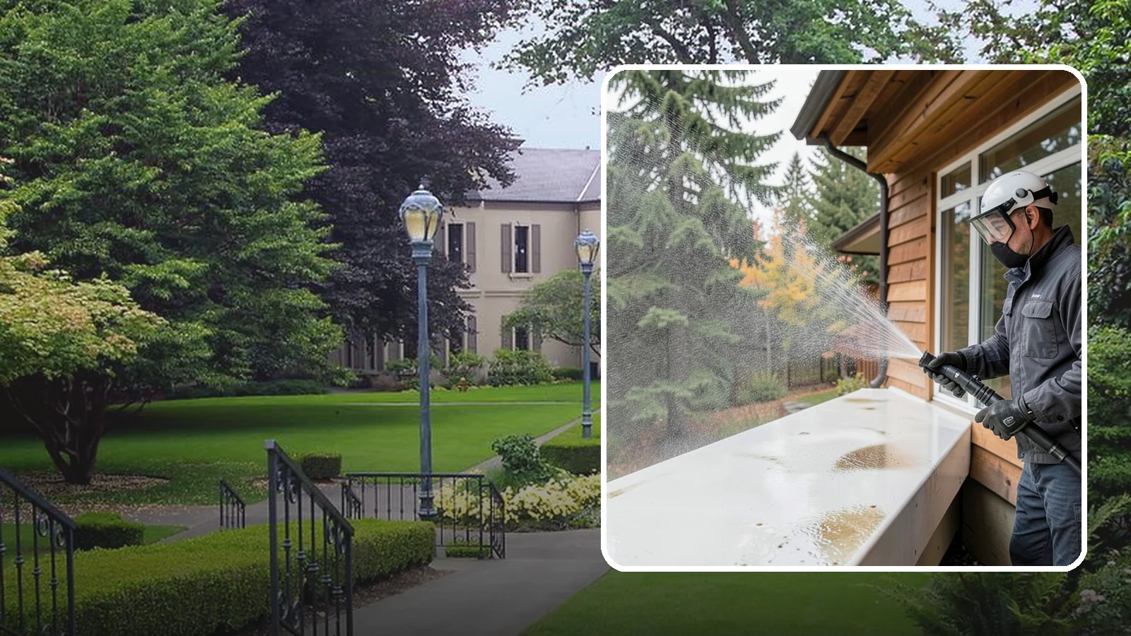 Hard Water Stain Removal in Woodinville, King County, WA - Specialized removal of the chalky hard-water spots sprinklers and mineral-rich runoff bake onto Northwest glass.