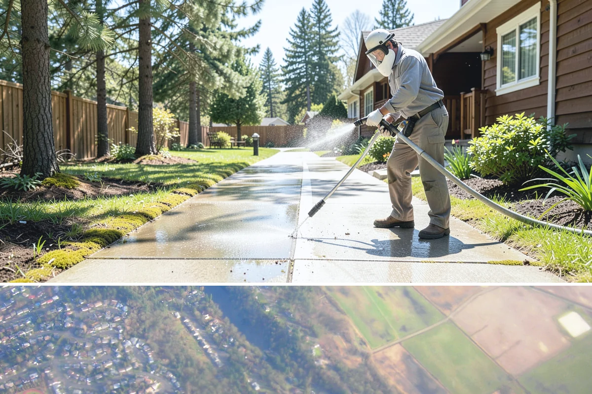 Hardwood Deck Cleaning in Algona, King County, WA - Clean hardwood decks in dry summer weather so the dense boards fully dry before oiling.