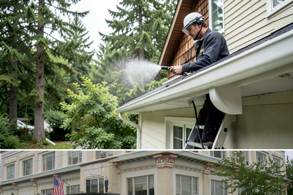 Hardwood Deck Cleaning in Anacortes, Skagit County, WA - Clean hardwood decks in dry summer weather so the dense boards fully dry before oiling.