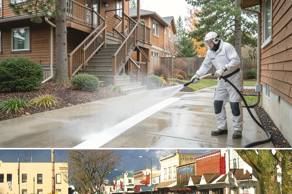 Hardwood Deck Cleaning in Arlington, Snohomish County, WA - Clean hardwood decks in dry summer weather so the dense boards fully dry before oiling.
