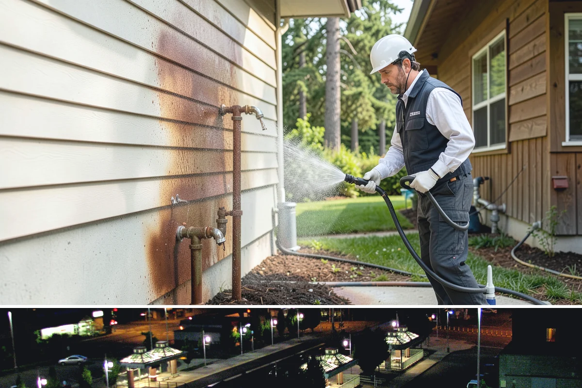 Hardwood Deck Cleaning in Auburn, King County, WA - Clean hardwood decks in dry summer weather so the dense boards fully dry before oiling.