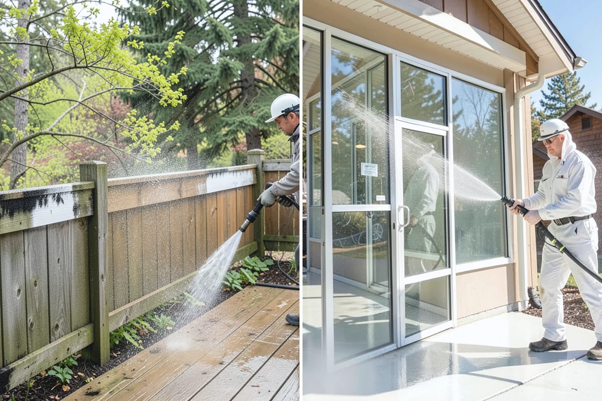 Hardwood Deck Cleaning in Beaux Arts Village, King County, WA - Clear the deck and test a small area