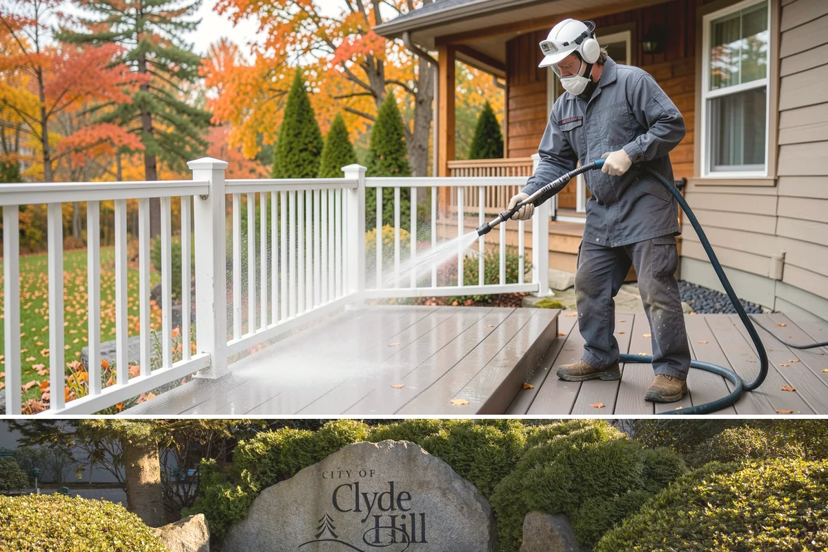 Hardwood Deck Cleaning in Clyde Hill, King County, WA - Clean hardwood decks in dry summer weather so the dense boards fully dry before oiling.