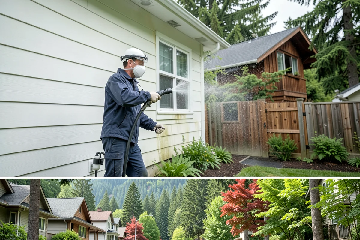 Hardwood Deck Cleaning in Darrington, Snohomish County, WA - Clean hardwood decks in dry summer weather so the dense boards fully dry before oiling.