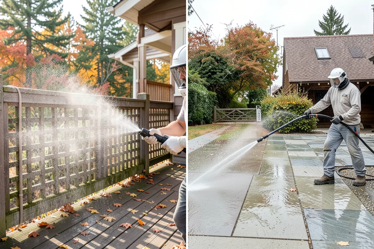 Hardwood Deck Cleaning in DuPont, Pierce County, WA - Clear the deck and test a small area