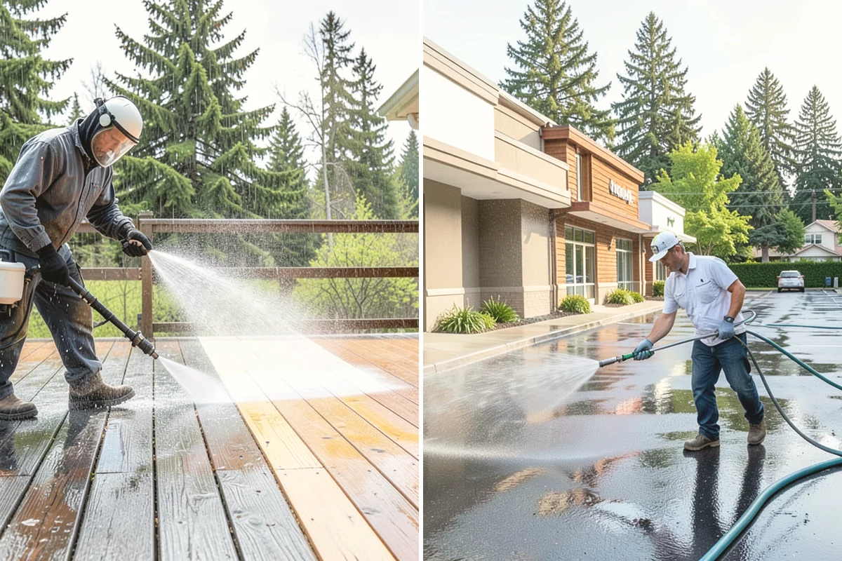 Hardwood Deck Cleaning in Edgewood, Pierce County, WA - Clear the deck and test a small area
