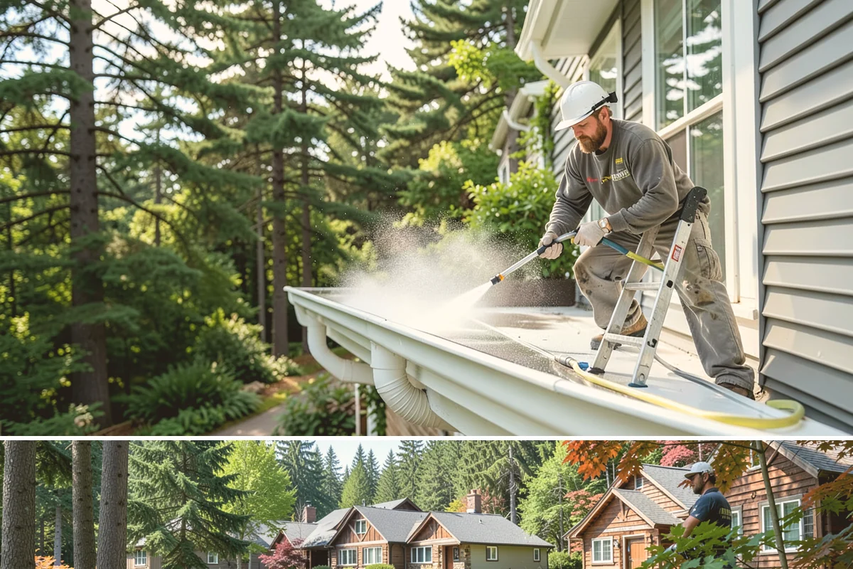 Hardwood Deck Cleaning in Edgewood, Pierce County, WA - Clean hardwood decks in dry summer weather so the dense boards fully dry before oiling.