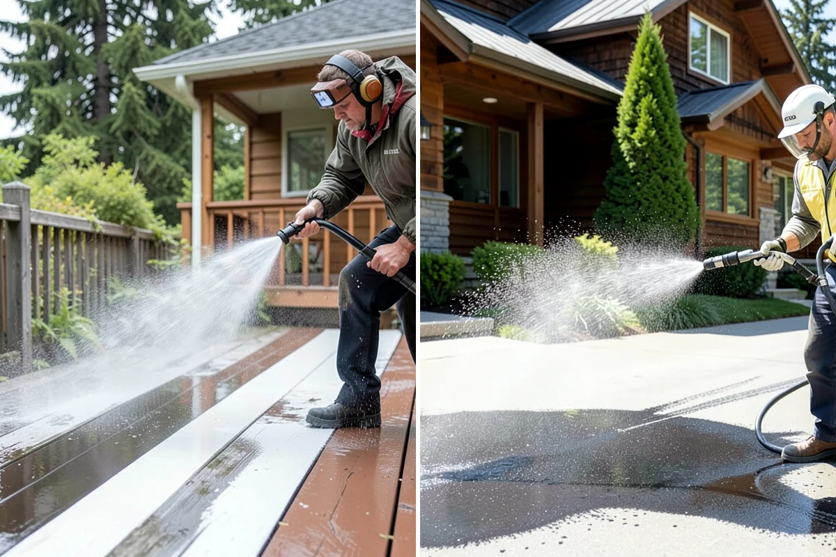 Hardwood Deck Cleaning in Everett, Snohomish County, WA - Clear the deck and test a small area
