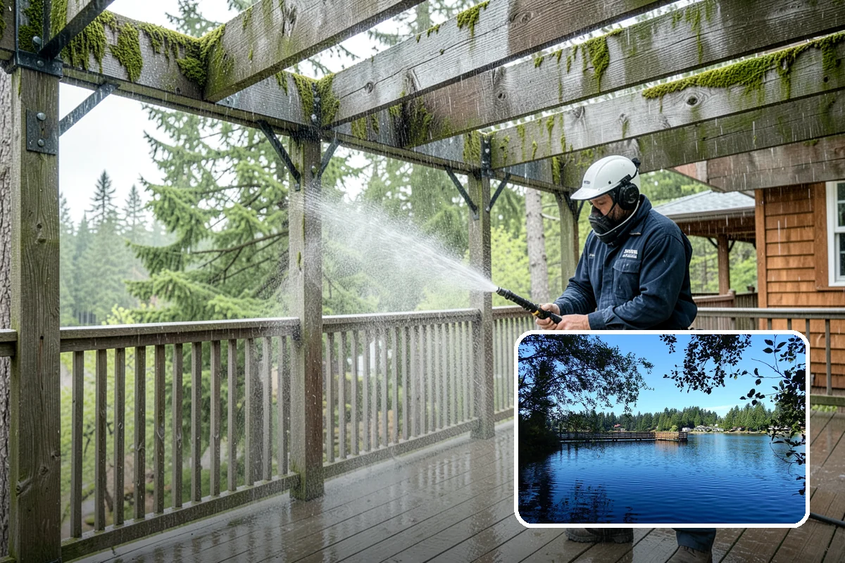 Hardwood Deck Cleaning in Federal Way, King County, WA - Restores rich hardwood color and depth