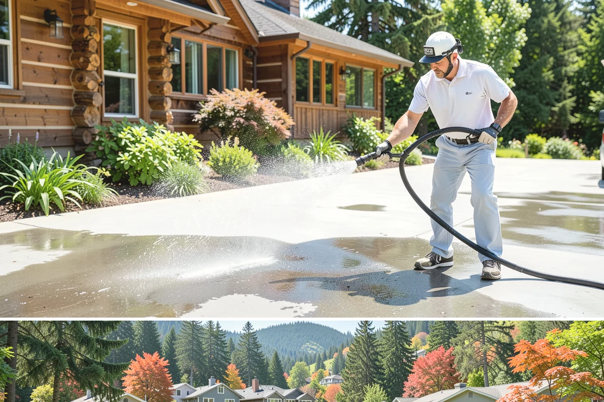 Hardwood Deck Cleaning in Fircrest, Pierce County, WA - Clean hardwood decks in dry summer weather so the dense boards fully dry before oiling.