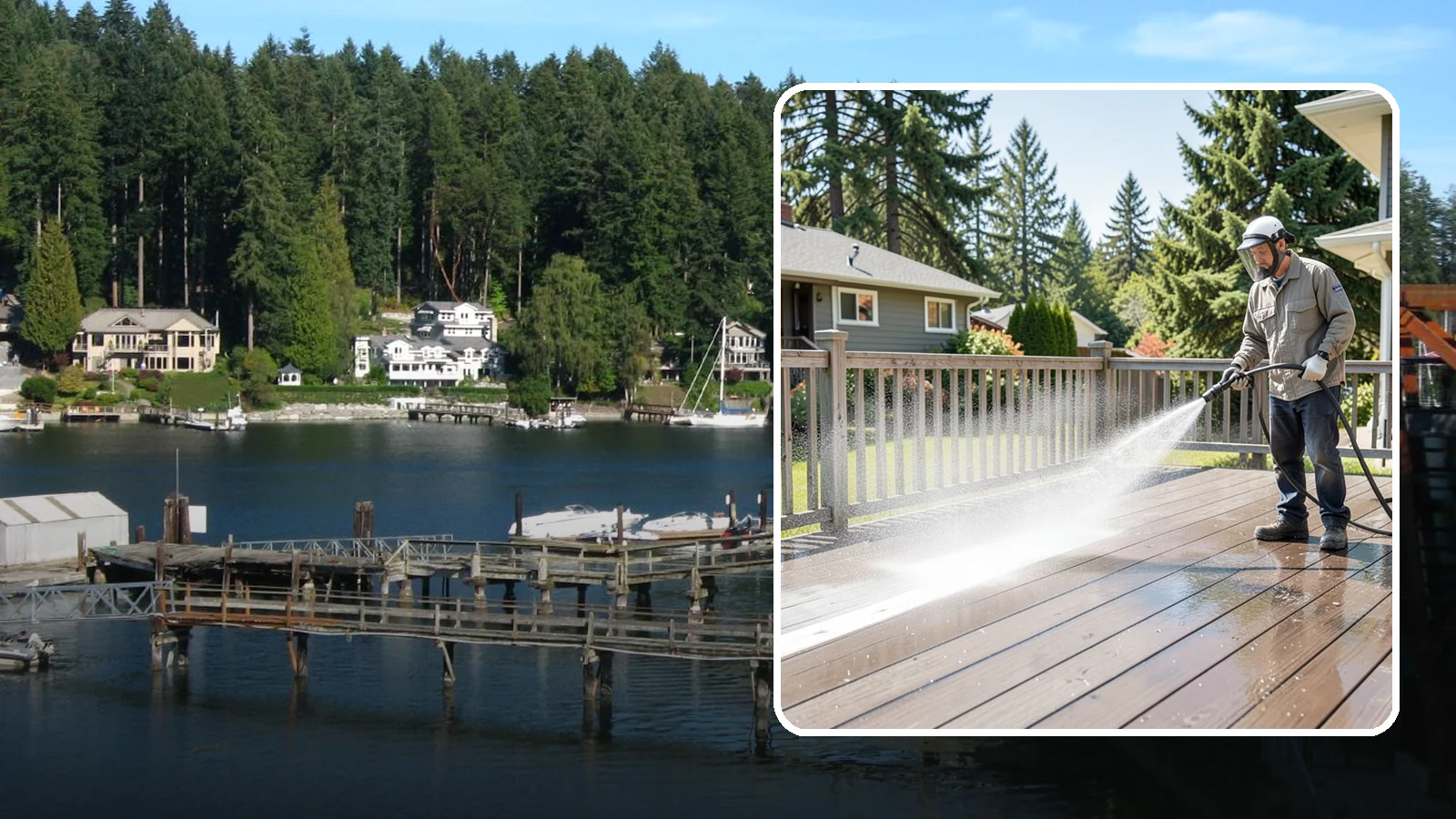 Hardwood Deck Cleaning in Gig Harbor, Pierce County, WA - Clean dense hardwood decks like ipe with methods that preserve the oil-rich, tight grain.