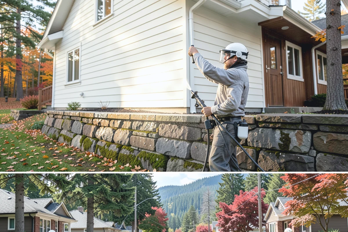 Hardwood Deck Cleaning in Hunts Point, King County, WA - Clean hardwood decks in dry summer weather so the dense boards fully dry before oiling.