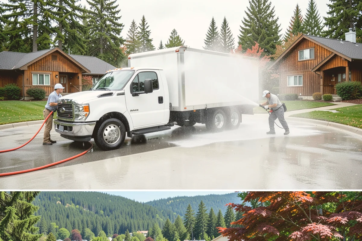 Hardwood Deck Cleaning in Index, Snohomish County, WA - Clean hardwood decks in dry summer weather so the dense boards fully dry before oiling.