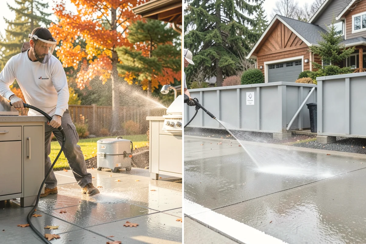 Hardwood Deck Cleaning in La Conner, Skagit County, WA - Clear the deck and test a small area