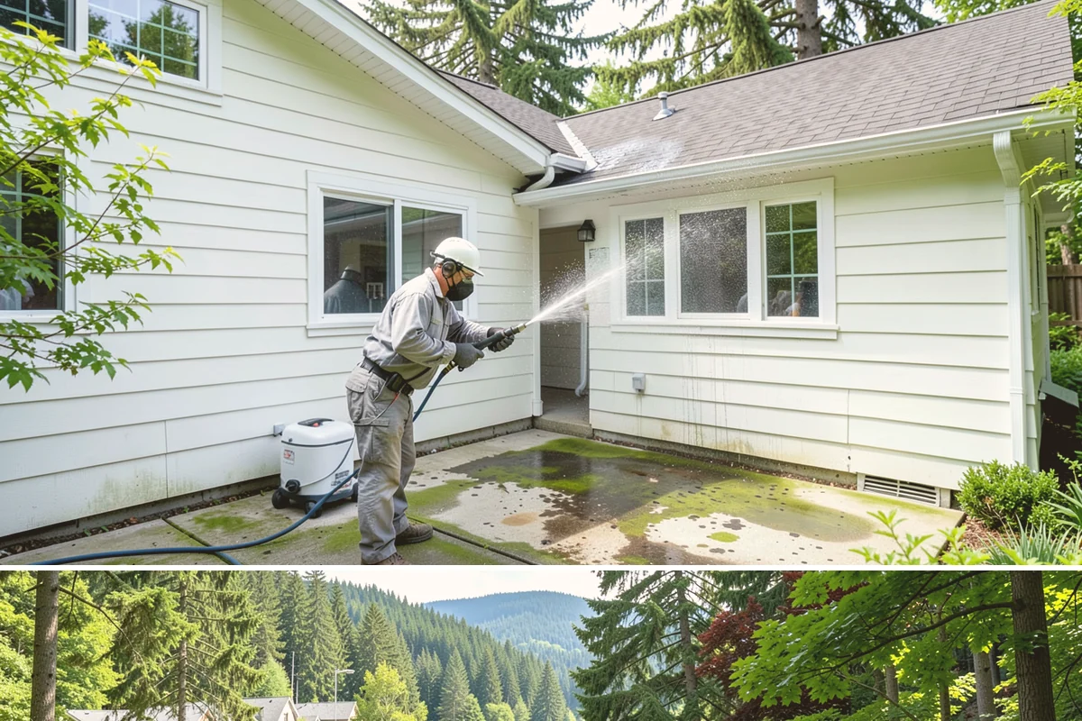 Hardwood Deck Cleaning in Lake Forest Park, King County, WA - Clean hardwood decks in dry summer weather so the dense boards fully dry before oiling.