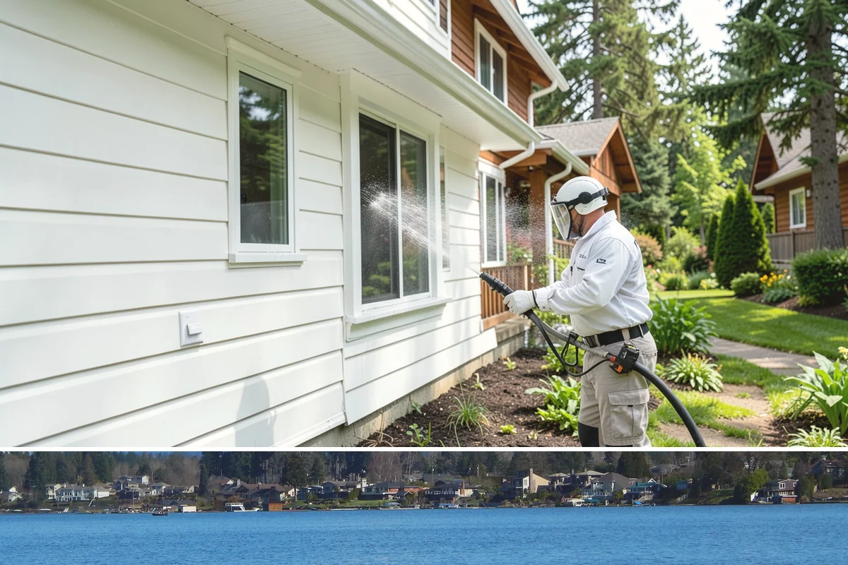 Hardwood Deck Cleaning in Lake Stevens, Snohomish County, WA - Clean hardwood decks in dry summer weather so the dense boards fully dry before oiling.