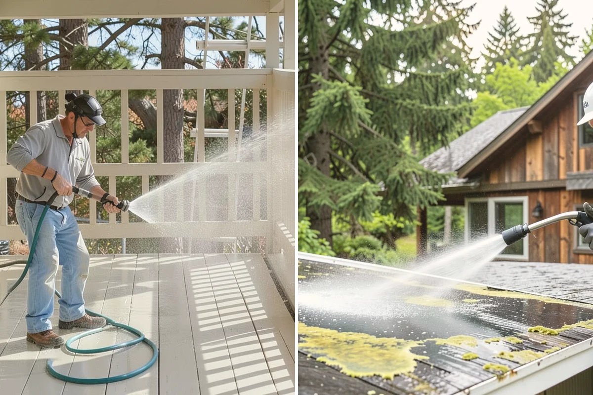 Hardwood Deck Cleaning in Langley, Island County, WA - Clear the deck and test a small area