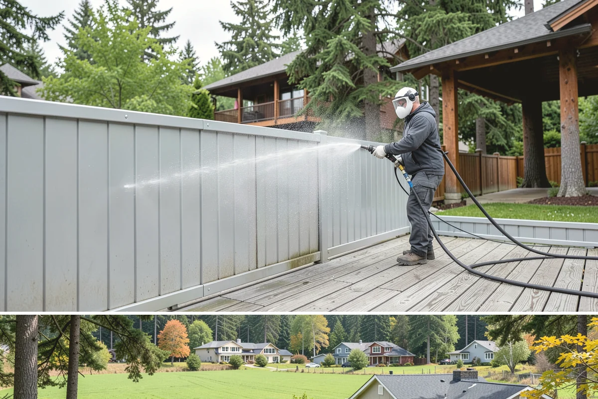 Hardwood Deck Cleaning in Lyman, Skagit County, WA - Clean hardwood decks in dry summer weather so the dense boards fully dry before oiling.