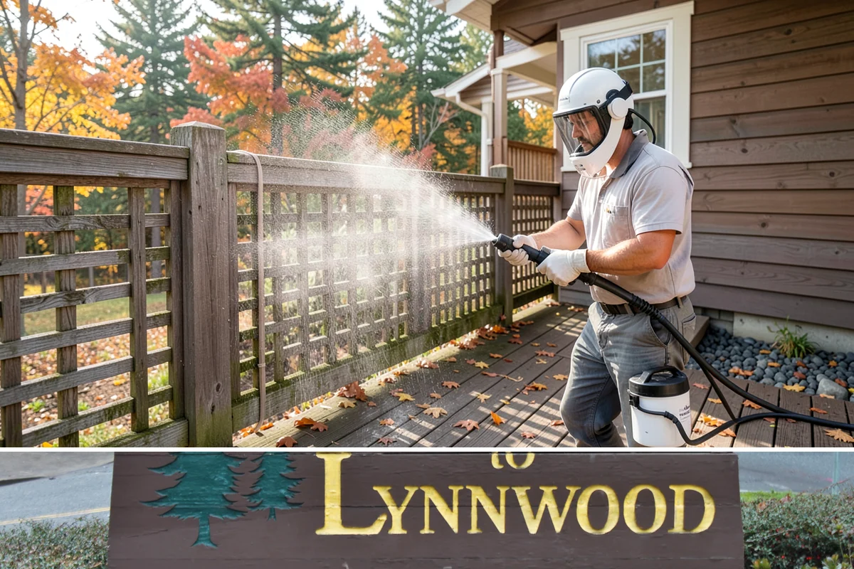 Hardwood Deck Cleaning in Lynnwood, Snohomish County, WA - Clean hardwood decks in dry summer weather so the dense boards fully dry before oiling.