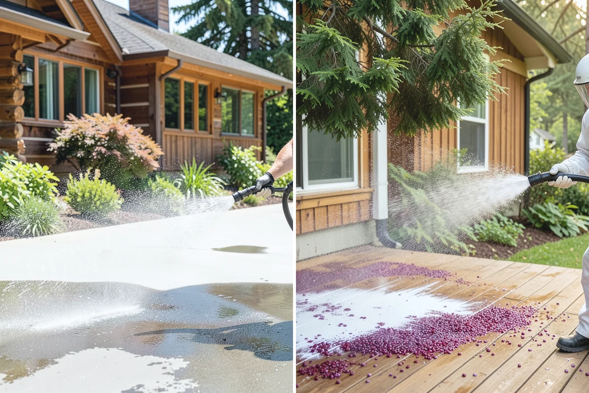 Hardwood Deck Cleaning in Medina, King County, WA - Clear the deck and test a small area