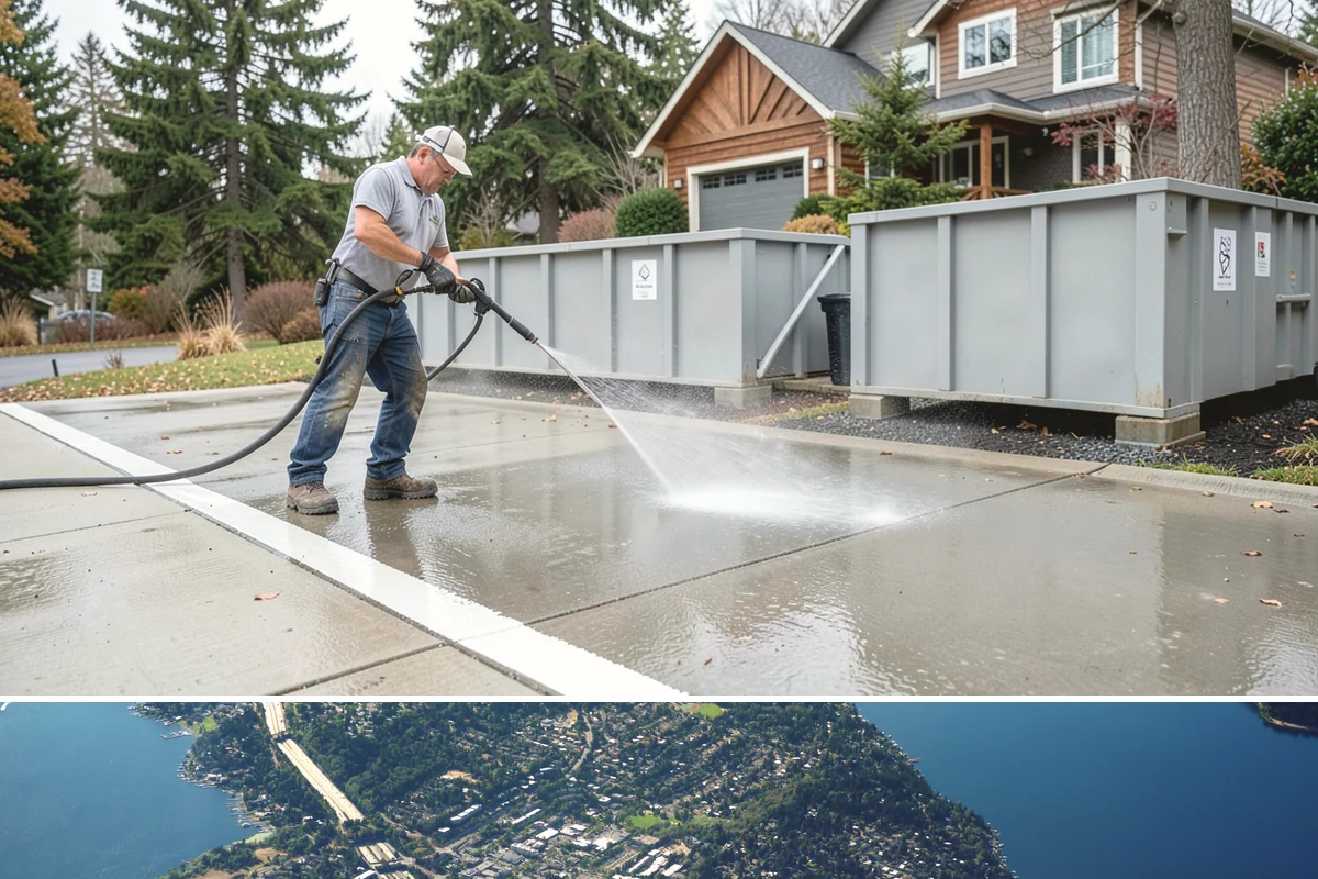 Hardwood Deck Cleaning in Mercer Island, King County, WA - Clean hardwood decks in dry summer weather so the dense boards fully dry before oiling.