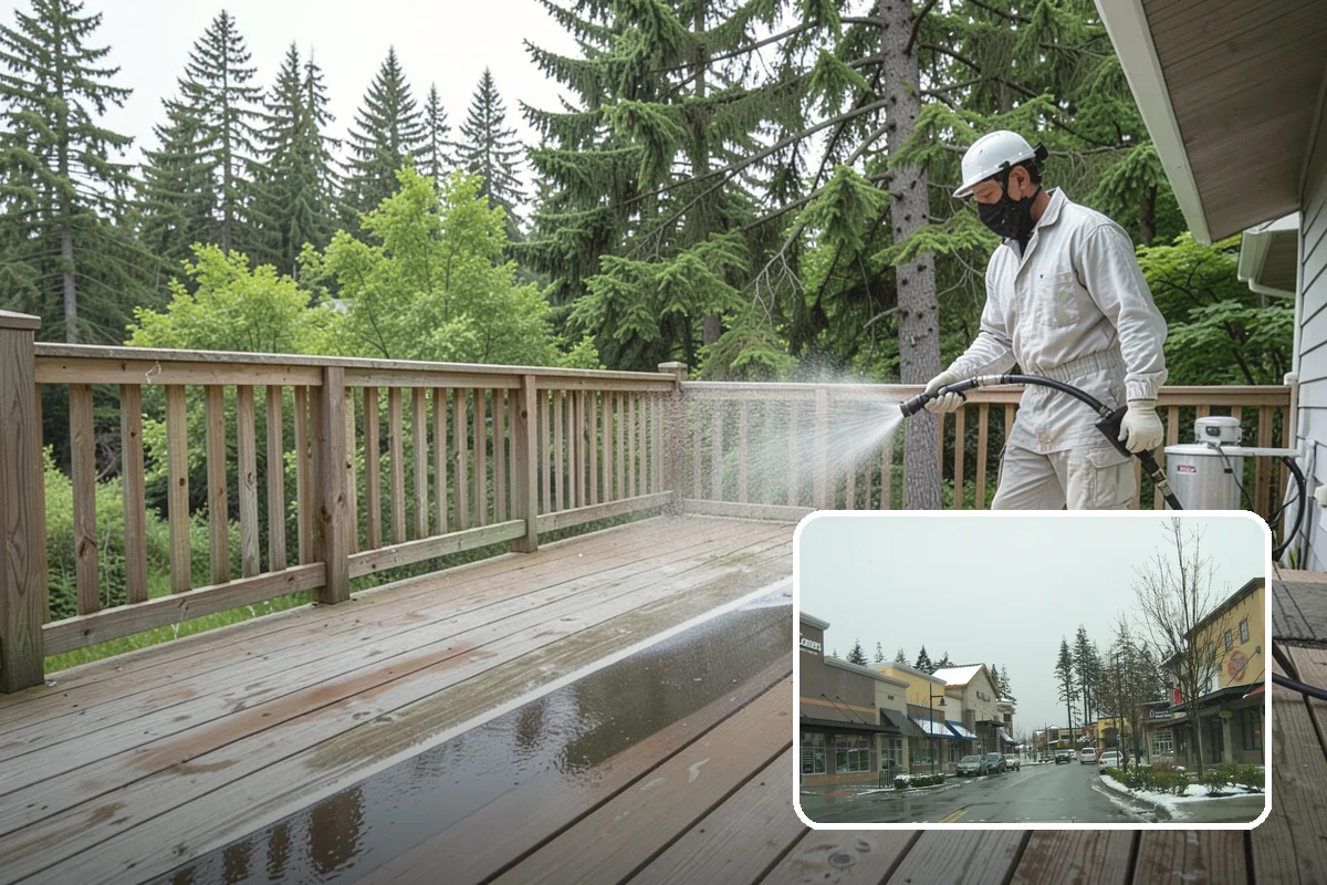 Hardwood Deck Cleaning in Mill Creek, Snohomish County, WA - Restores rich hardwood color and depth