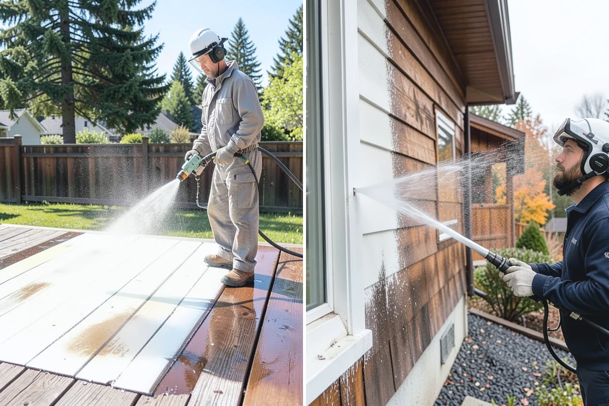 Hardwood Deck Cleaning in Renton, King County, WA - Clear the deck and test a small area