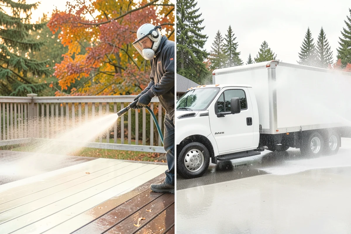Hardwood Deck Cleaning in Ruston, Pierce County, WA - Clear the deck and test a small area