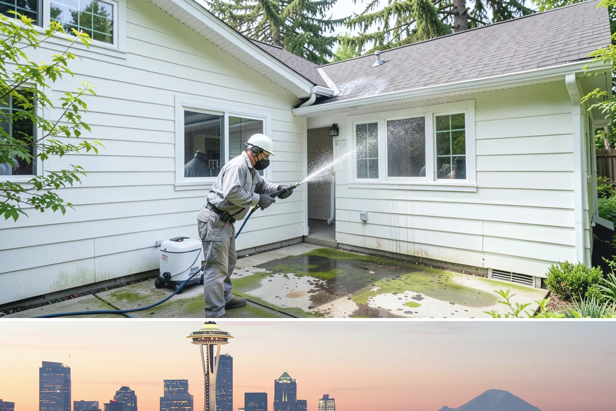 Hardwood Deck Cleaning in Seattle, King County, WA - Clean hardwood decks in dry summer weather so the dense boards fully dry before oiling.