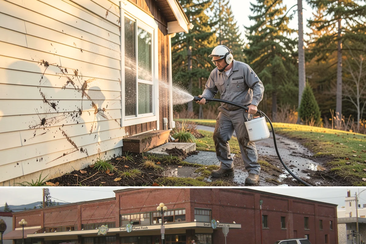 Hardwood Deck Cleaning in Sedro-Woolley, Skagit County, WA - Clean hardwood decks in dry summer weather so the dense boards fully dry before oiling.