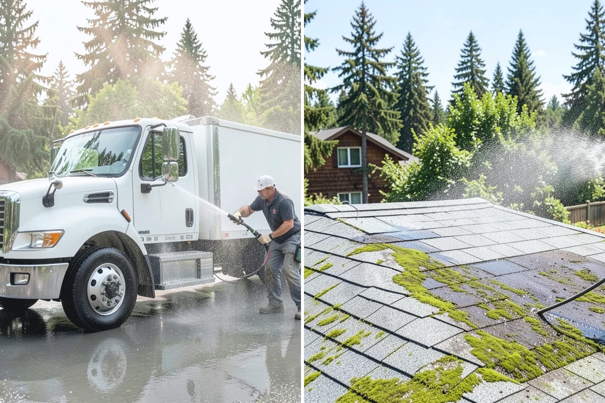 Hardwood Deck Cleaning in South Prairie, Pierce County, WA - Clear the deck and test a small area