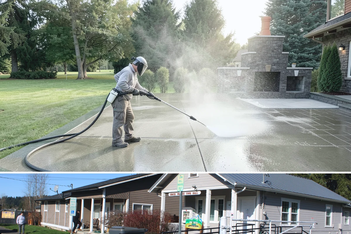 Hardwood Deck Cleaning in South Prairie, Pierce County, WA - Clean hardwood decks in dry summer weather so the dense boards fully dry before oiling.
