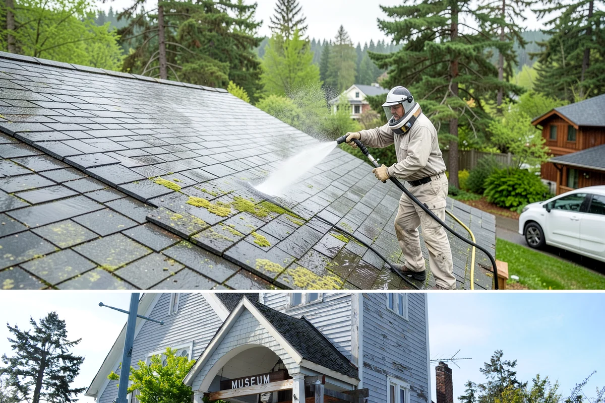 Hardwood Deck Cleaning in Steilacoom, Pierce County, WA - Clean hardwood decks in dry summer weather so the dense boards fully dry before oiling.