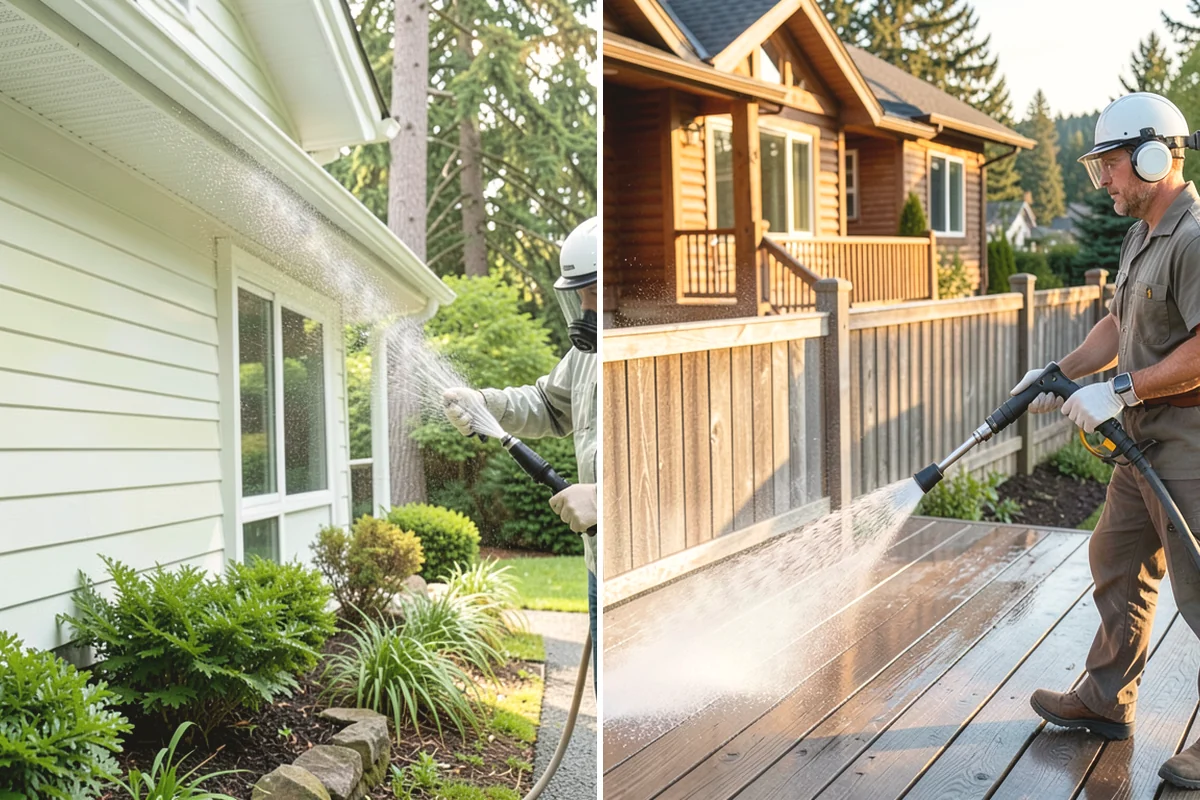 Hardwood Deck Cleaning in Tacoma, Pierce County, WA - Clear the deck and test a small area
