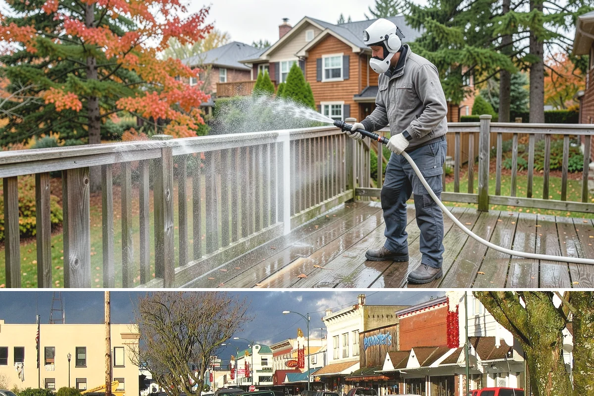 HOA Pressure Washing in Arlington, Snohomish County, WA - A spring deep clean paired with a fall moss treatment keeps community areas safe through Washington's wettest months.
