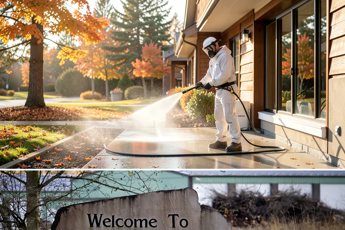 HOA Pressure Washing in Buckley, Pierce County, WA - A spring deep clean paired with a fall moss treatment keeps community areas safe through Washington's wettest months.
