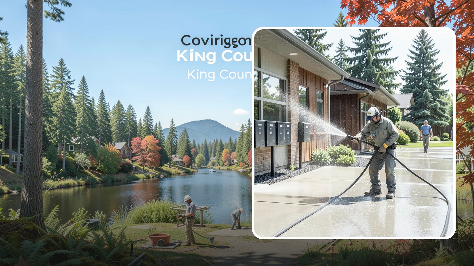 HOA Pressure Washing in Covington, King County, WA - We help Washington homeowner associations maintain clean shared sidewalks, mailboxes, and community structures on a predictable...